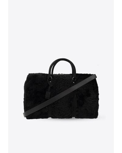Saint Laurent Le Monogramme Shearling Duffle Bag - Black