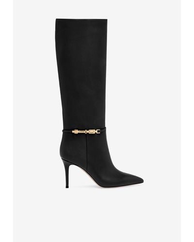 Gianvito Rossi Carrey 85 Calf Leather Knee-High Boots - Black