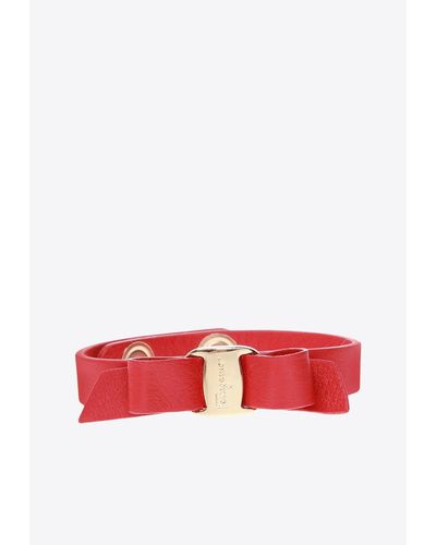 Ferragamo Vara Bow Leather Bracelet - Red