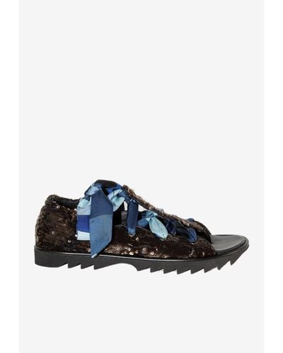 Emilio Pucci Sequin-Embellished Marmo Sandals - Blue