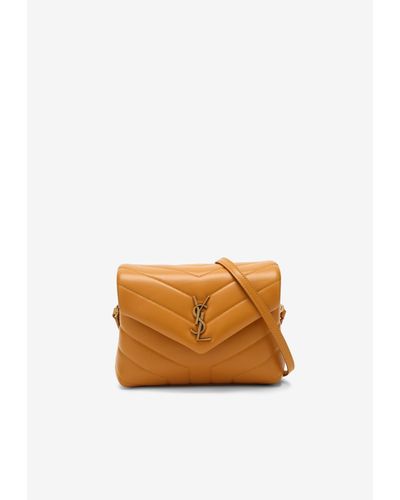Saint Laurent Loulou Toy Crossbody Bag In Quilted Leather - Orange