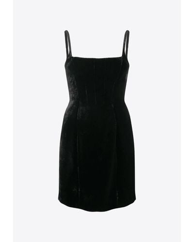 Miu Miu Velvet Sleeveless Mini Dress - Black