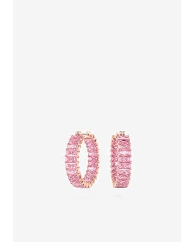 Swarovski Matrix Hoop Crystal Embellished Earrings - Pink