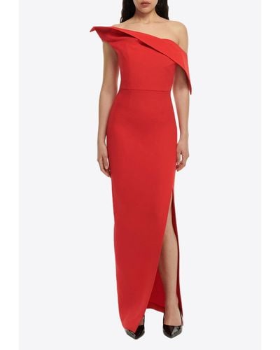 Roland Mouret Asymmetric Drape Maxi Dress - Red