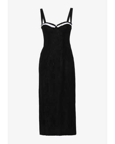 Moschino Floral Lace Midi Dress - Black