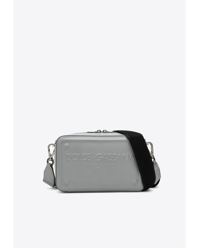 Dolce & Gabbana Logo-Embossed Crossbody Bag - Grey