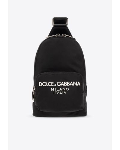 Dolce & Gabbana One-Shoulder Logo Print Backpack - Black