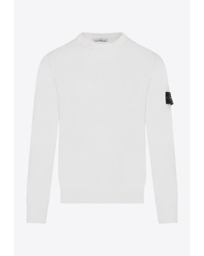 Stone Island Buttoned-Patch Knitted Sweater - White