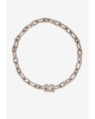 Balenciaga B-Pendant Chain Necklace - White