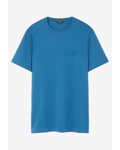 Versace Medusa Embroidered T-Shirt - Blue