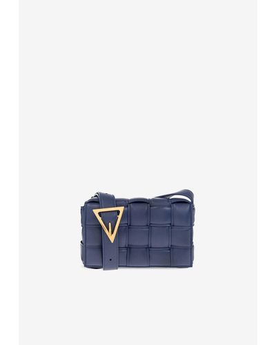 Bottega Veneta Small Padded Cassette Crossbody Bag In Intrecciato Leather - Blue