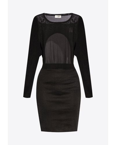 Saint Laurent Backless Knitted Mini Dress - Black