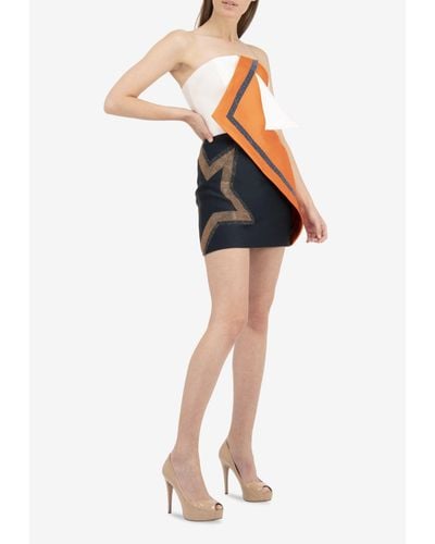 Isabel Sanchis Silk Strapless Mini Dress With Glittered Star - Multicolour