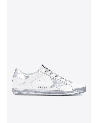 Golden Goose Super-Star Distressed Low-Top Sneakers - White