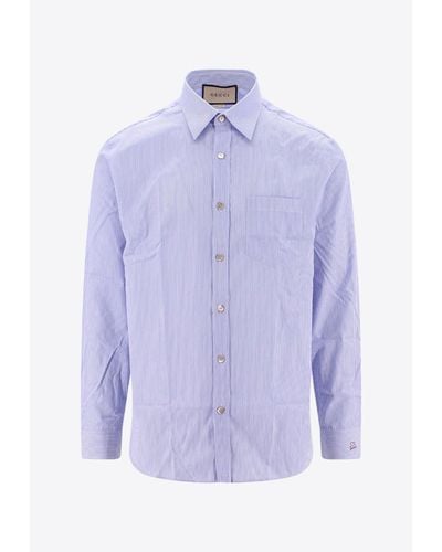 Gucci Embroidered Striped Essential Shirt - Purple