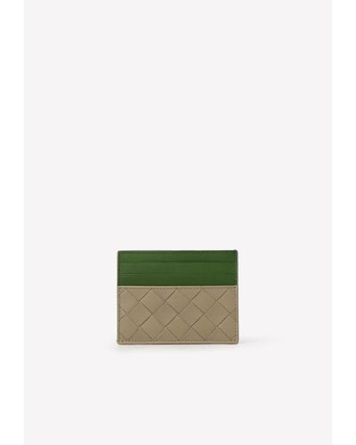 Bottega Veneta Intrecciato Leather Two-Tone Cardholder - Green