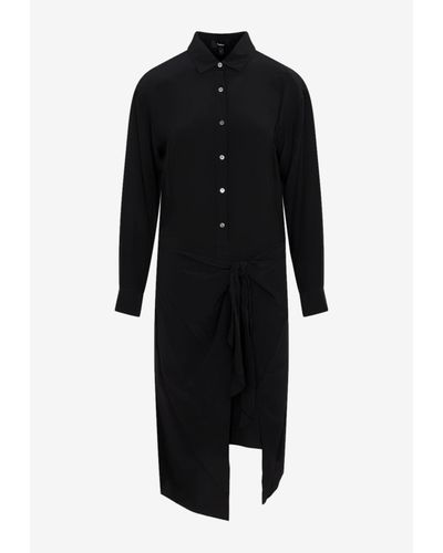 Theory Sarong Long-Sleeved Shirt Dress - Black