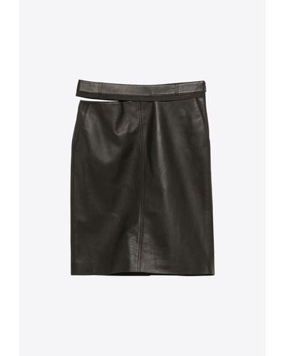 Fendi Leather Pencil Skirt With Cut-Out - Black