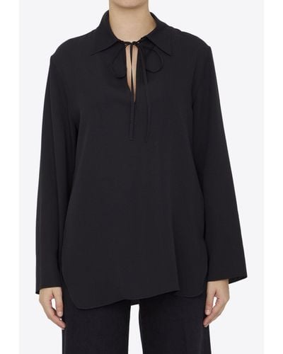 The Row Malon Cut-Out Sleeved Blouse - Black
