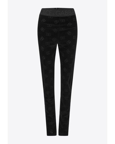 Dolce & Gabbana Logo Monogram Jersey Leggings - Black