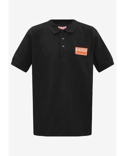 KENZO Logo Patch Polo T-Shirt - Black