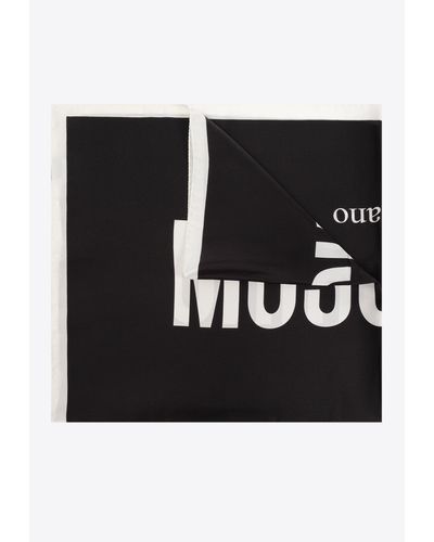 Moschino Logo Print Silk Scarf - Black