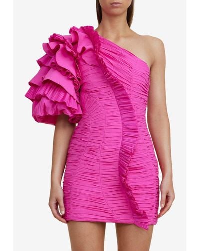 Acler Ascot One-Shoulder Mini Dress - Pink