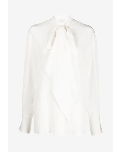 Etro Tie-Fastening Silk Blouse - White