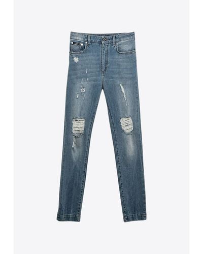 Dolce & Gabbana Distressed Skinny Jeans - Blue
