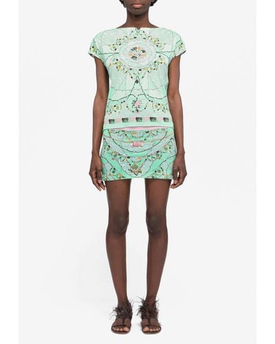 Emilio Pucci Cyprea Print Short-Sleeved Top - Green