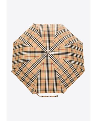Burberry Vintage Check-Pattern Folded Umbrella - White