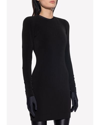 Balenciaga Stretch Crepe Mini Dress - Black
