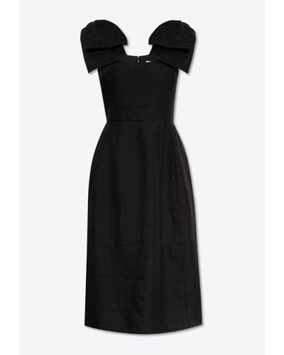 Chloé Bow-Straps Midi Dress - Black