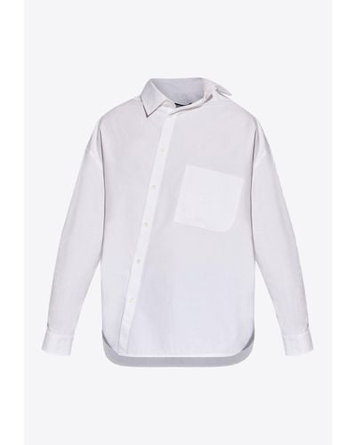 Jacquemus Cuadro Asymmetrical Long-Sleeved Shirt - White