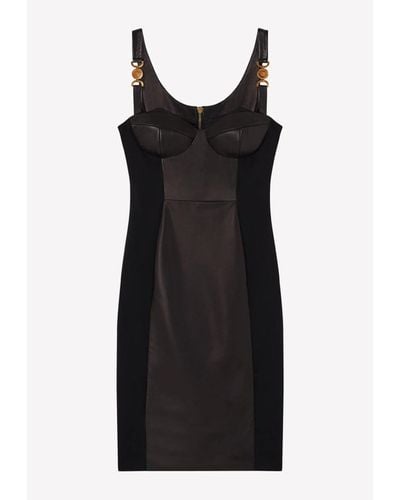 Versace Sleeveless Leather Dress With Medusa Detail - Black