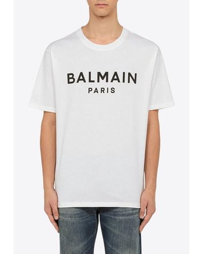 Balmain Logo-Printed Crewneck T-Shirt - White