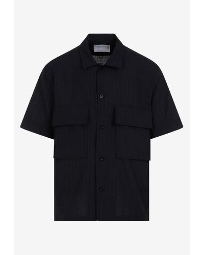 Sacai Pinstripe Short-Sleeved Shirt - Black