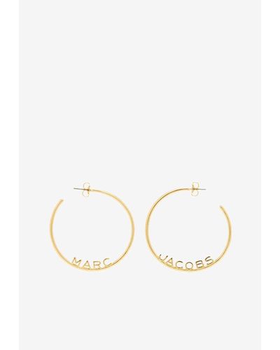 Marc Jacobs Logo Hoop Earrings - Natural