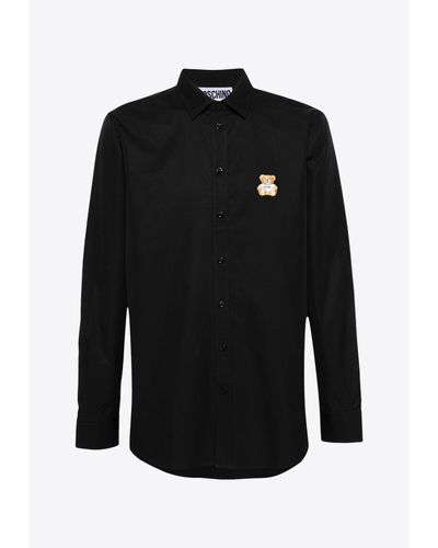 Moschino Teddy Bear Long-Sleeved Shirt - Black