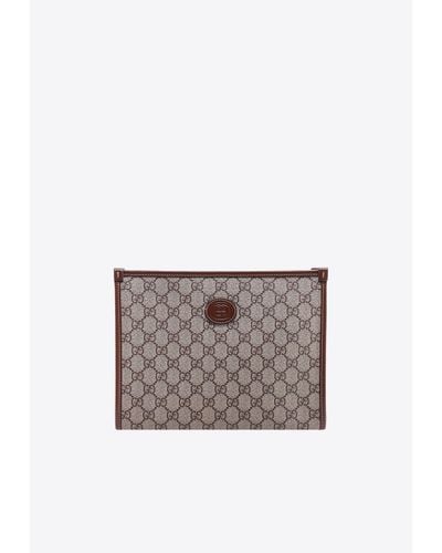 Gucci All-Over Gg Motif Pouch - White