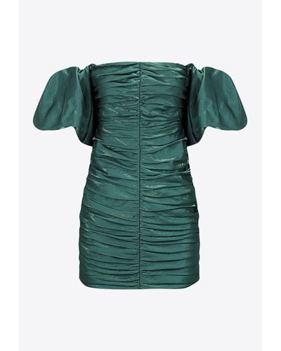 Shona Joy Miramare Metallic Ruched Mini Dress - Green
