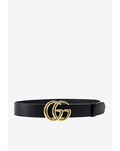 Gucci Gg Buckle Leather Belt - White