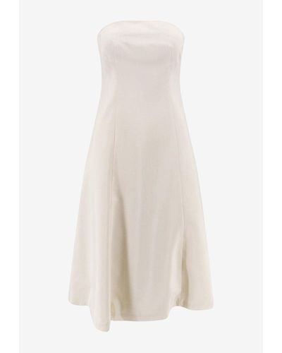 Semicouture Strapless Midi Dress - White