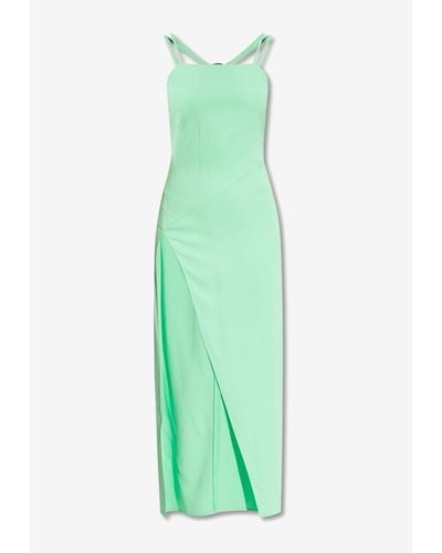 The Attico Fujiko Slip Maxi Dress - Green