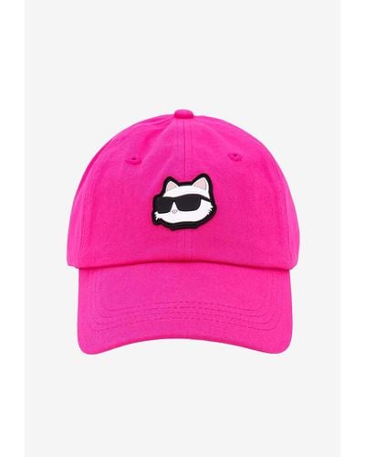 Karl Lagerfeld Logo Patch Baseball Cap - Pink