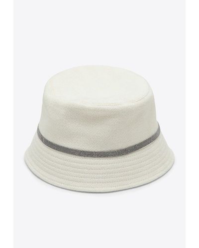 Brunello Cucinelli Monili Embellished Bucket Hat - White
