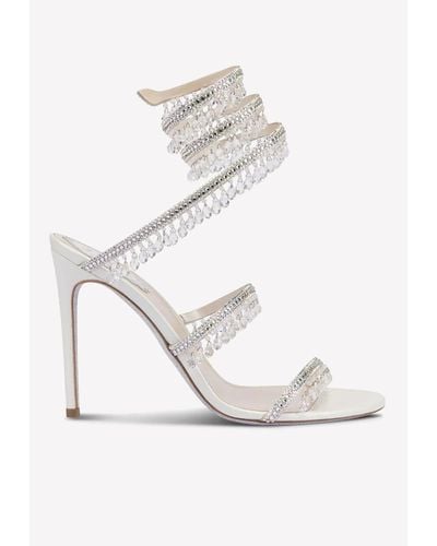 Rene Caovilla Cleo Crystal-embellished Satin Sandals - White