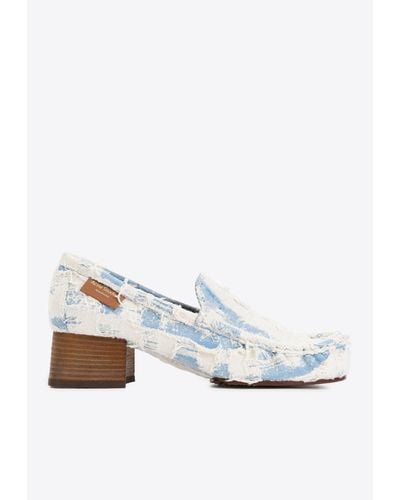 Acne Studios 45 Distressed Denim Pumps - White