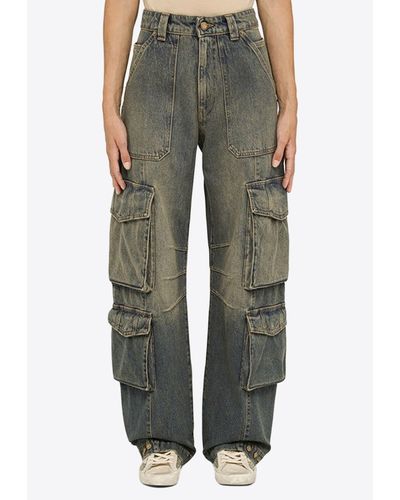 Golden Goose Distressed Cargo Jeans - Green