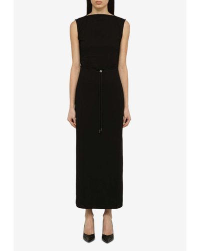Calvin Klein Belted Sleeveless Maxi Dress - Black